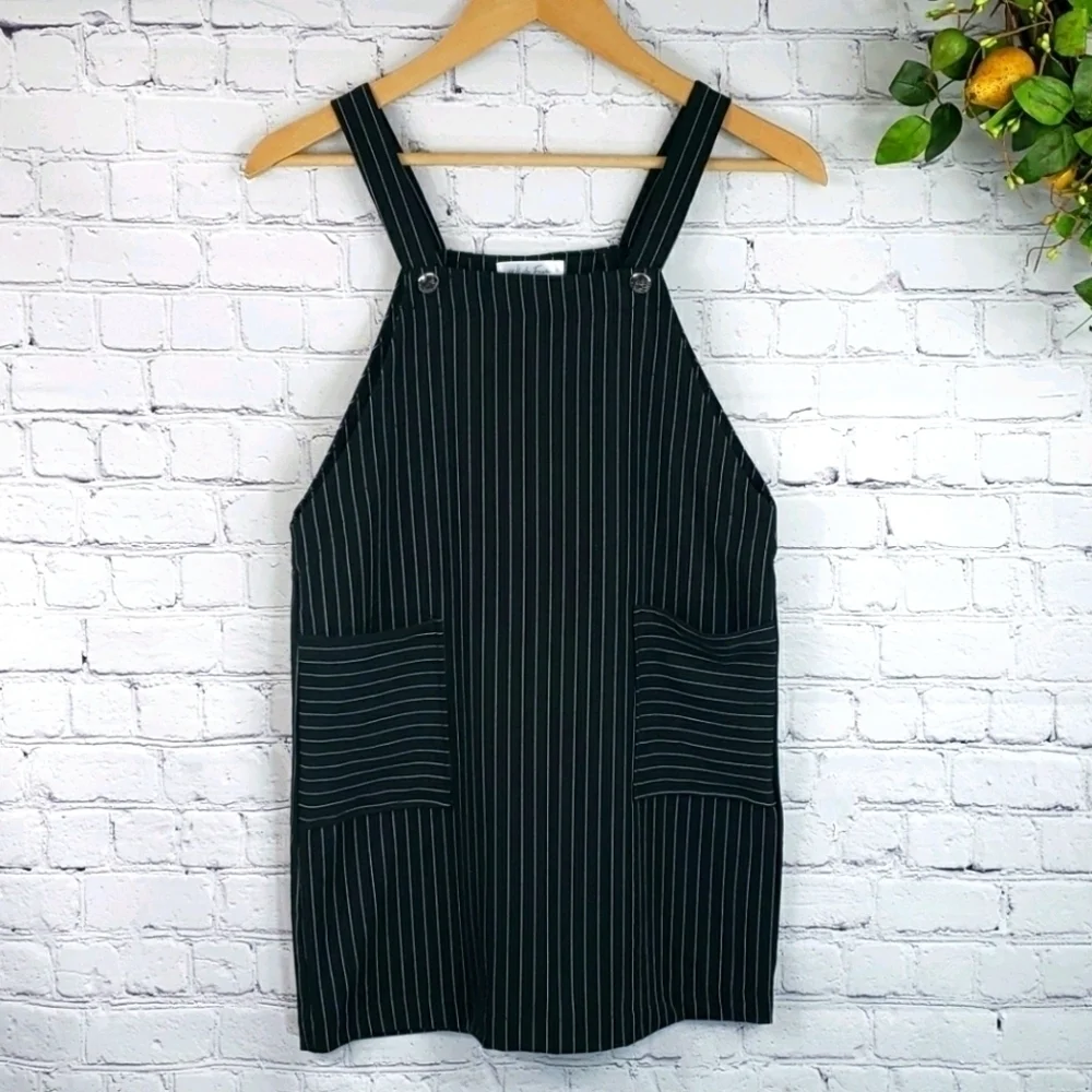 WHITE FAWN Pinstripe Overall Dress Size L